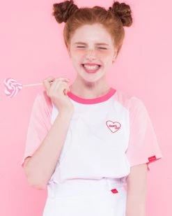 Boogzel Apparel Clothing Pink Heart Club Reglan T-Shirt