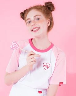 Boogzel Apparel Clothing Pink Heart Club Reglan T-Shirt