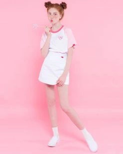 Boogzel Apparel Clothing Pink Heart Club Reglan T-Shirt