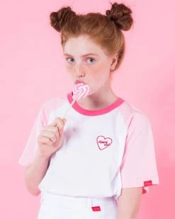 Boogzel Apparel Clothing Pink Heart Club Reglan T-Shirt