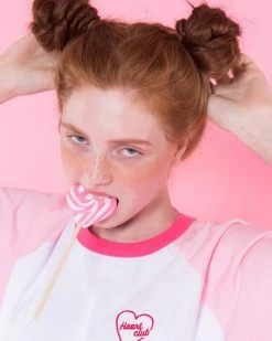 Boogzel Apparel Clothing Pink Heart Club Reglan T-Shirt