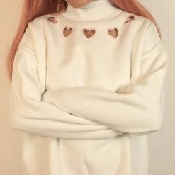 Boogzel Apparel Heart Cut Out Sweatshirt