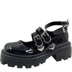 Boogzel Apparel 2.0 Heart Buckle Chunky Sandals GRUNGE CLOTHES