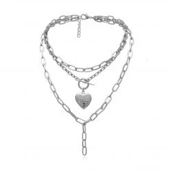 Boogzel Apparel GRUNGE CLOTHES Heart Lock Chain Necklace