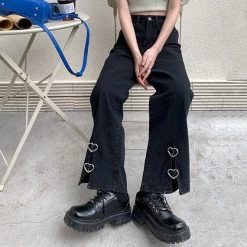 Boogzel Apparel FAIRY GRUNGE Grunge Aesthetic Flare Slit Jeans