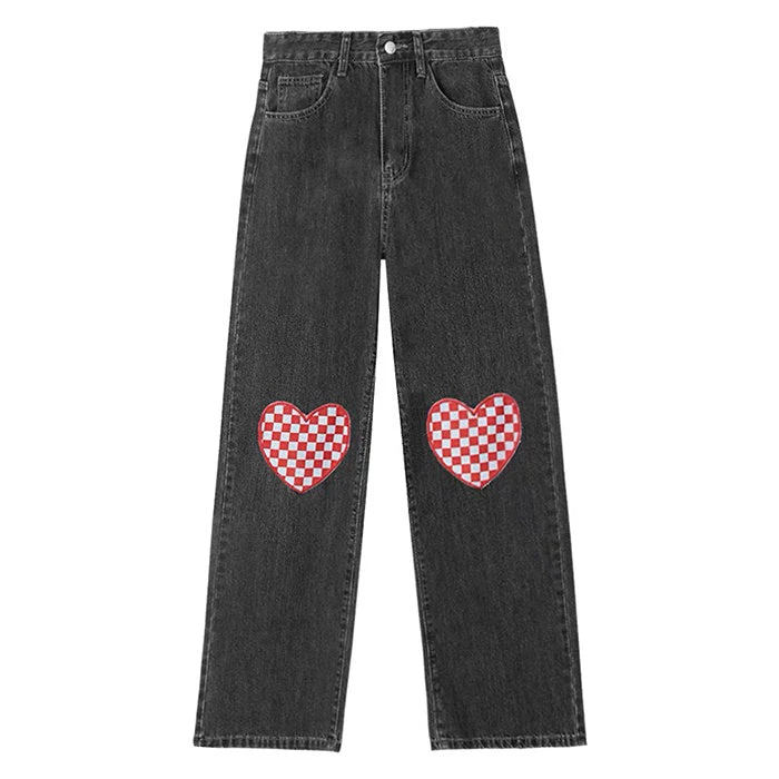 Boogzel Apparel Checker Heart Wide Jeans FAIRY GRUNGE 1 Boogzel Apparel Checker Heart Wide Jeans FAIRY GRUNGE