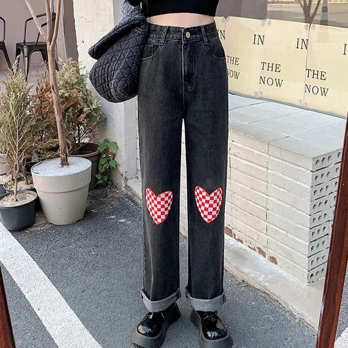 Boogzel Apparel Checker Heart Wide Jeans FAIRY GRUNGE 3 Boogzel Apparel Checker Heart Wide Jeans FAIRY GRUNGE