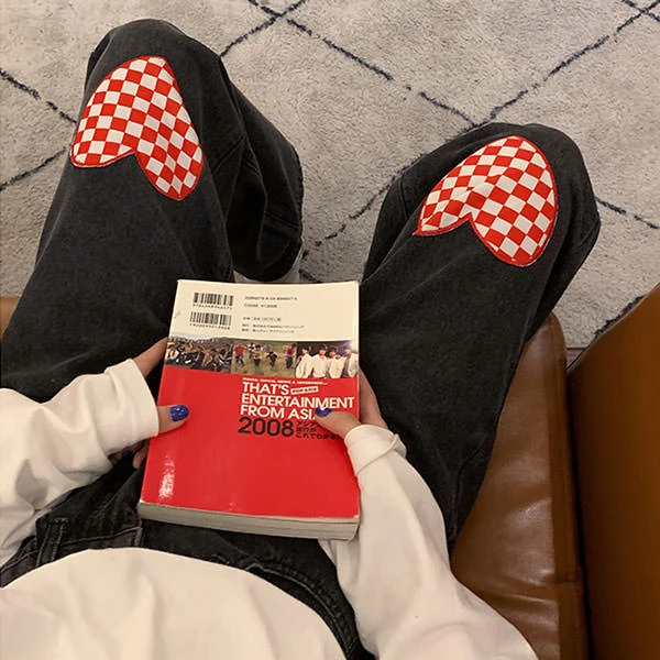 Boogzel Apparel Checker Heart Wide Jeans FAIRY GRUNGE 5 Boogzel Apparel Checker Heart Wide Jeans FAIRY GRUNGE