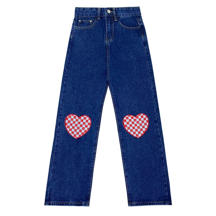 Boogzel Apparel Checker Heart Wide Jeans FAIRY GRUNGE 2 Boogzel Apparel Checker Heart Wide Jeans FAIRY GRUNGE