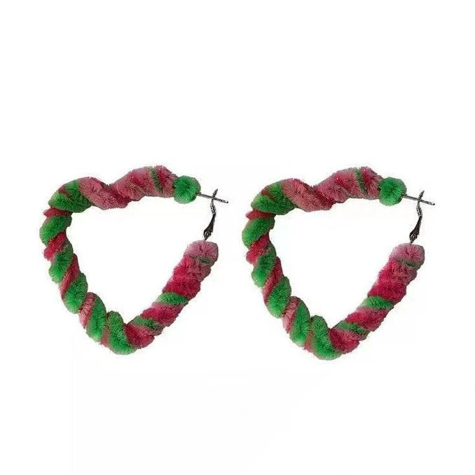 Boogzel Apparel Fuzzy Heart Hoop Earrings 1 Boogzel Apparel Fuzzy Heart Hoop Earrings