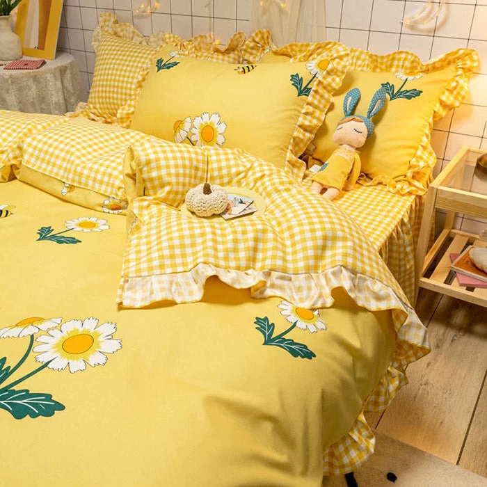 Boogzel Apparel Honey Bee Aesthetic Bedding Set Home Decor 1 Boogzel Apparel Honey Bee Aesthetic Bedding Set Home Decor