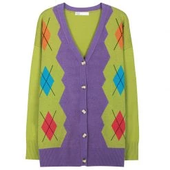 Boogzel Apparel 1960s Groovy Colors Argyle Cardigan INDIE CLOTHES