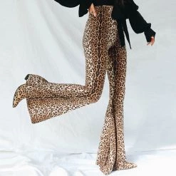 Boogzel Apparel Clothing Leopard Flared Trousers