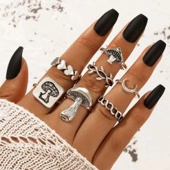 Boogzel Apparel Mushrooms Ring Set FAIRY GRUNGE