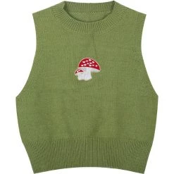 Boogzel Apparel Mushroom Embroidery Green Vest