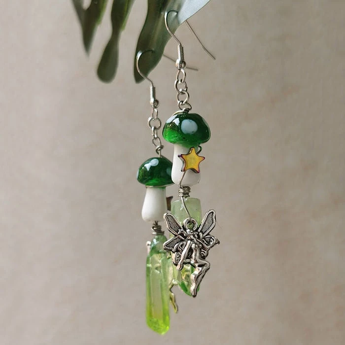 Boogzel Apparel Mushroom Fairy Crystal Earrings 3 Boogzel Apparel Mushroom Fairy Crystal Earrings