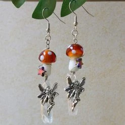 Boogzel Apparel Mushroom Fairy Crystal Earrings