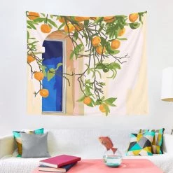 Boogzel Apparel Mediterranean House Wall Tapestry