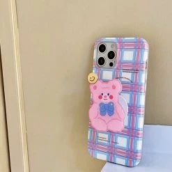 Boogzel Apparel Pastel Bear Plaid IPhone Case IPHONE CASES