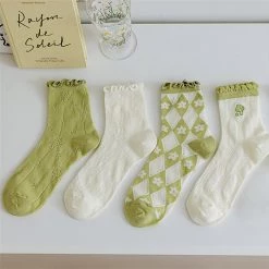 Boogzel Apparel Pastel Green Ruffle Socks