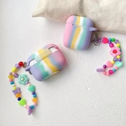 Boogzel Apparel Pastel Rainbow Stripes AirPods Case