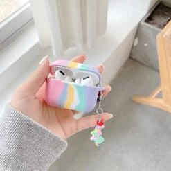Boogzel Apparel Pastel Rainbow Stripes AirPods Case