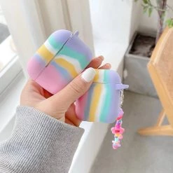 Boogzel Apparel Pastel Rainbow Stripes AirPods Case