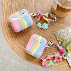 Boogzel Apparel Pastel Rainbow Stripes AirPods Case