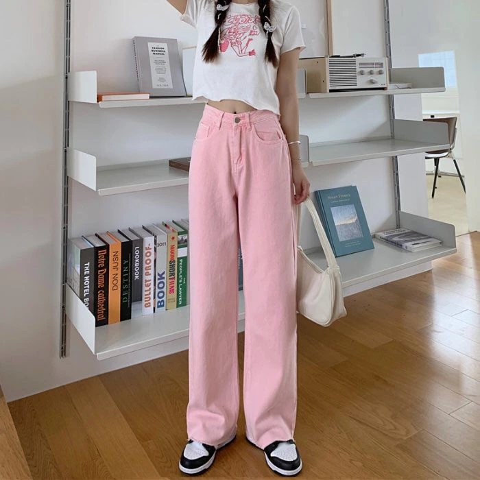 Boogzel Apparel Peach Embroidery Pink Jeans SOFT GIRL OUTFITS 3 Boogzel Apparel Peach Embroidery Pink Jeans SOFT GIRL OUTFITS