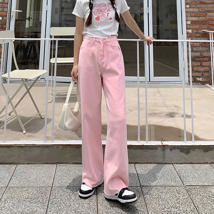 Boogzel Apparel Peach Embroidery Pink Jeans SOFT GIRL OUTFITS 5 Boogzel Apparel Peach Embroidery Pink Jeans SOFT GIRL OUTFITS