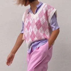 Boogzel Apparel Softie Heart Argyle Vest SOFT GIRL OUTFITS