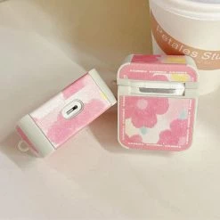 Boogzel Apparel Pink Floral Paint Airpods Case 9 Boogzel Apparel Pink Floral Paint Airpods Case