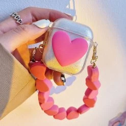 Boogzel Apparel IPHONE CASES Pink Heart Chain AirPods Case