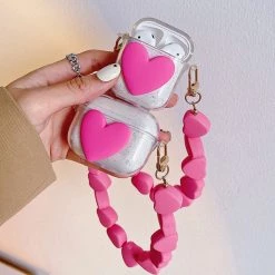 Boogzel Apparel IPHONE CASES Pink Heart Chain AirPods Case