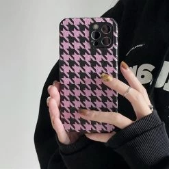 Boogzel Apparel Pink Houndstooth Print IPhone Case IPHONE CASES