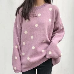 Boogzel Apparel Clothing Polka Dot Oversized Sweater