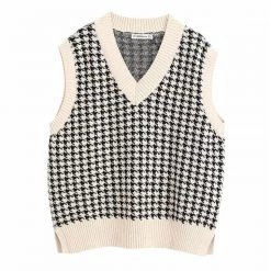 Boogzel Apparel PREPPY CLOTHES Dogtooth Check Vest