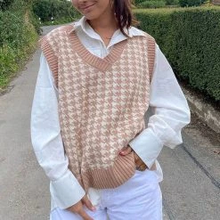 Boogzel Apparel PREPPY CLOTHES Dogtooth Check Vest