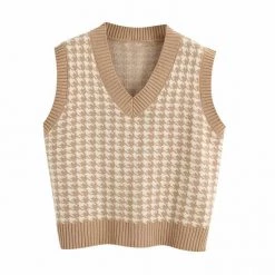 Boogzel Apparel PREPPY CLOTHES Dogtooth Check Vest