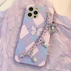 Boogzel Apparel Butterfly Chain Argyle IPhone Case