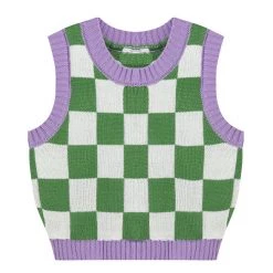 Boogzel Apparel Green & Lavender Checkered Vest INDIE CLOTHES