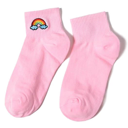 Boogzel Apparel Accessories Rainbow Embroidered Socks 2 Boogzel Apparel Accessories Rainbow Embroidered Socks