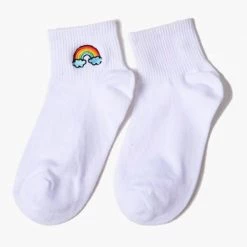 Boogzel Apparel Accessories Rainbow Embroidered Socks 5 Boogzel Apparel Accessories Rainbow Embroidered Socks