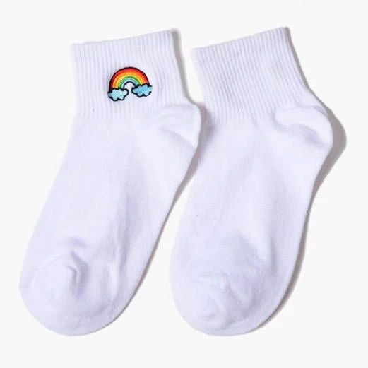 Boogzel Apparel Accessories Rainbow Embroidered Socks 3 Boogzel Apparel Accessories Rainbow Embroidered Socks