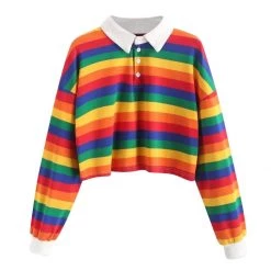 Boogzel Apparel Rainbow Collared Top OVER THE RAINBOW