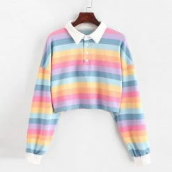 Boogzel Apparel Rainbow Collared Top OVER THE RAINBOW