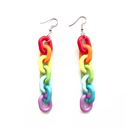 Boogzel Apparel SOFT GIRL OUTFITS Rainbow Chain Earrings 1 Boogzel Apparel SOFT GIRL OUTFITS Rainbow Chain Earrings