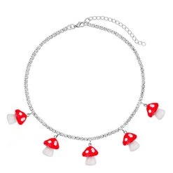 Boogzel Apparel Rhinestone Mushroom Necklace INDIE CLOTHES
