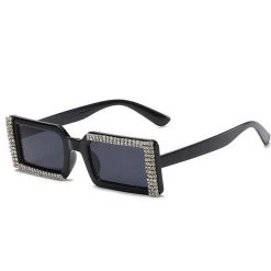 Boogzel Apparel Rhinestone Rectangle Sunglasses