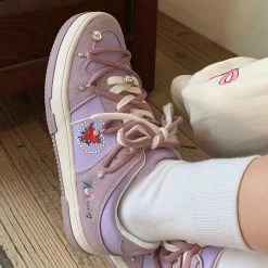 Boogzel Apparel Rose Embroidery Aesthetic Sneakers 🌹 SOFT GIRL OUTFITS